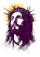 Fototapeta premium jesus, jesus' face, crown of thorns, prayer, jesus christ, bible, cross, church, lent, easter, faith, christianity, religion, christmas, advent, holy spirit, pentecost, suffering, worship