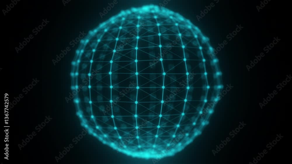 Poster plexus planet sphere of dots and lines. computer generated 3d render