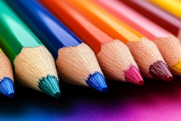 Obraz premium Vibrant Spectrum of Colored Pencils Close-Up