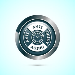 Anti aging icon design illustration. Icon for logo, mobile app, website, sign, symbol. Gray color round button design