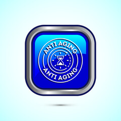 Anti aging icon design illustration. Icon for logo, mobile app, website, sign, symbol. Blue color square button design