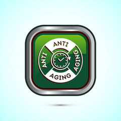 Anti aging icon design illustration. Icon for logo, mobile app, website, sign, symbol. Green color square button design