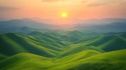 Breathtaking mountain range bathed in warm sunset colors creating a stunning silhouette against the beautiful evening sky.