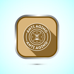 Anti aging icon design illustration. Icon for logo, mobile app, website, sign, symbol. Gold color shadow button design
