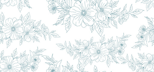 Hand drawn Sweet flower Vine seamless pattern. soft pastel colors seamless pattern Vector Illustration, Design for fashion, fabric, textile, wallpaper, wrapping and all print