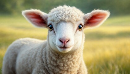 Fototapeta premium Adorable Lamb in Spring Meadow