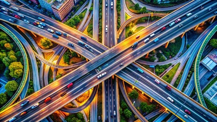 Macro Cityscape: Intricate Overpass Road Network