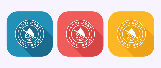 Anti rust icon design illustration. Anti oxidation sign, Rust resistant  symbol in shadow button design