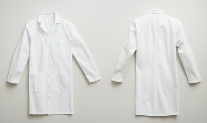 Front and back view of white lab coats