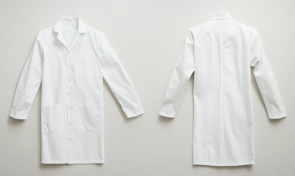 Front and back view of white lab coats