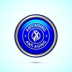 Anti aging icon design illustration. Icon for logo, mobile app, website, sign, symbol. Blue color round button design