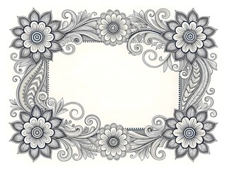 Vintage floral frame vector design with ornate flower and leaf pattern