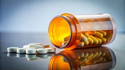 Macro Close-up of Prescription Pill Bottle on White Surface