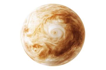 A mesmerizing swirling storm captivating the surface of Venus during a distant exploration isolated on transparent background