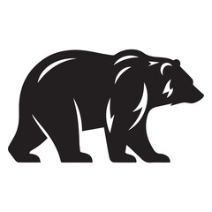 Obraz premium Bear silhouette black and white vector icon