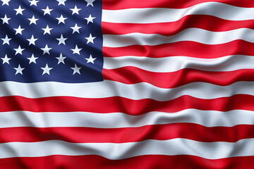 Fototapeta premium American flag flutters in the breeze, showcasing its distinctive red and white stripes and blue star field