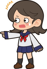 驚くセーラー服の女の子