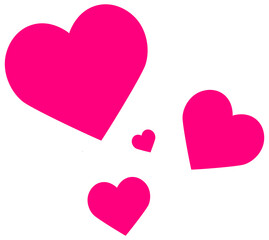 pink hearts on white background