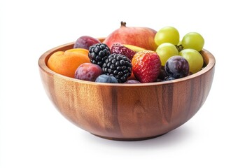 Freshly picked colorful fruits in a wooden bowl on a bright, clean surface ready for enjoyment isolated on transparent background