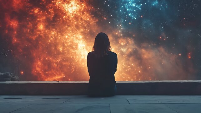 A person stands before a dark abyss, disconnected from the world and trapped in their own mind.

