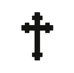 white cross on black background