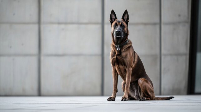 Chocolate-Brown Belgian Malinois dog.
