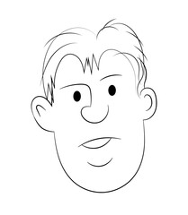 Man smiling face cartoon in black and white