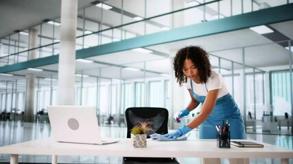 Janitor Cleaning Office Desk