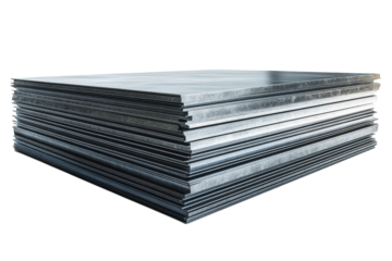 A Precisely Stacked Collection Of Sturdy Metal Sheets, Gleaming Under A Bright Studio Light, Showcasing Strength And Industrial Precision Isolated on Transparent Background
