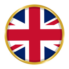 Obraz premium Round Flag of Great England with Golden Border, Great England Flag Button