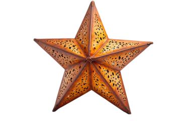 A Rustic, Handcrafted Metal Star, Radiating Warmth And Charm With Intricate Cut-out Details Against A Bright Isolated on Transparent Background