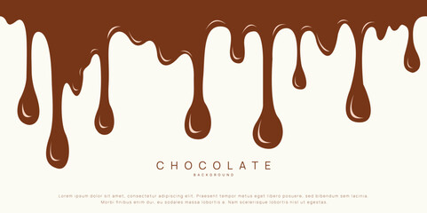 Chocolate background of Modern poster, dynamic splashes and drops. Vector illustration in a flat style of minimalism	