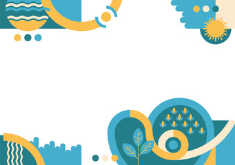 Slideshow or report template, ecology thread. Top and bottom margins, geometric style