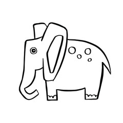 children elephant line vector hand drawn