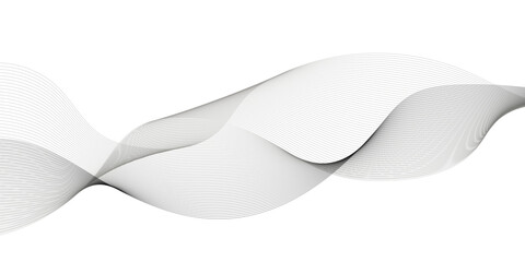 Fototapeta premium Abstract business black and white wave line on transparent background