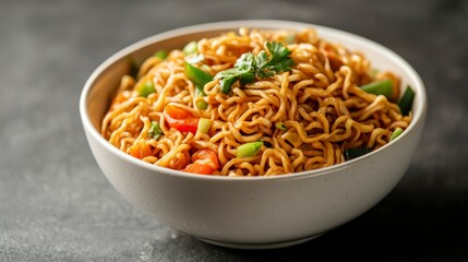 Bowl of Noodles with Vegetables Ready to Eat Delicious Meal