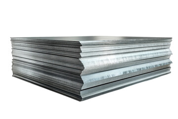 A Sturdy Stack Of Galvanized Steel Sheets, Ready For Construction, Showcasing Industrial Strength And Precision With A Metallic Sheen Against A Bright Isolated on Transparent Background