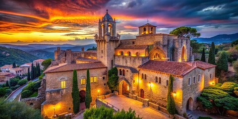 Obraz premium Majestic Asil del Sant Crist Monastery, Igualada, Catalonia, Spain: Portrait Photography