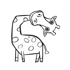 children's giraffe line vector hand drawn