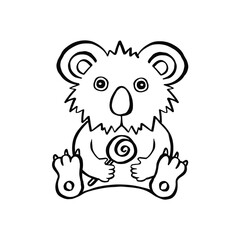 children koala line vector hand drawn
