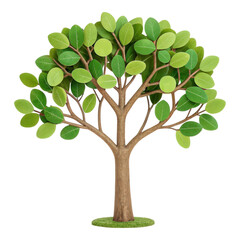 Obraz premium A stylized tree with a sturdy trunk and lush green leaves, showcasing a vibrant and healthy appearance.