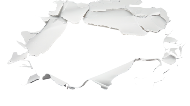 Unveiling: A fragment of white reveals a stark break in the surface. The irregular edges and texture capture an essence of rawness and simplicity, which can be seen on the interior or exterior.