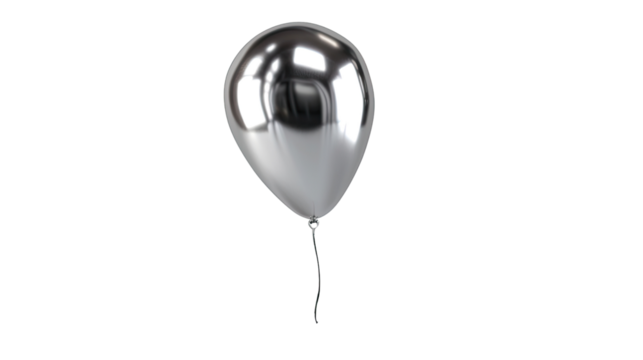 Reflective Balloon in isolation: A shiny metallic balloon floats gracefully, its reflective surface mirroring the surroundings, offering a touch of elegance and whimsy.