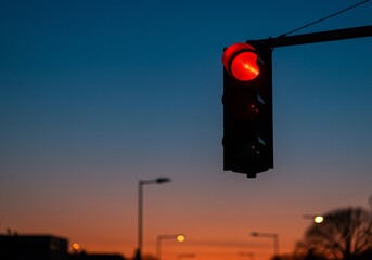 夕焼け空 赤信号 静寂に染まる街並み