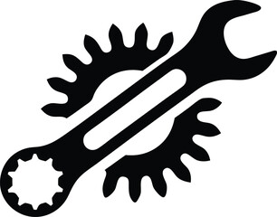 Wrench and gear icon on white background. Vector illustration