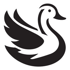 Obraz premium Duck silhouette black and white vector icon