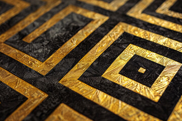 Obraz premium Intricate gold and black pattern creating a textured surface with abstract geometric shapes
