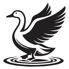 Obraz premium Duck silhouette black and white vector icon