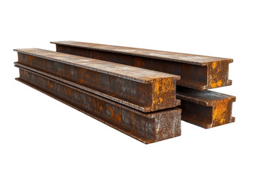 Weathered Steel Beams, Remnants Of A Bygone Era, Stacked Against A Stark White Backdrop, Hinting At Forgotten Strength And Resilience Isolated on Transparent Background