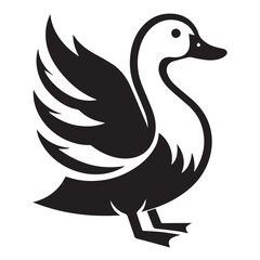 Obraz premium Duck silhouette black and white vector icon
